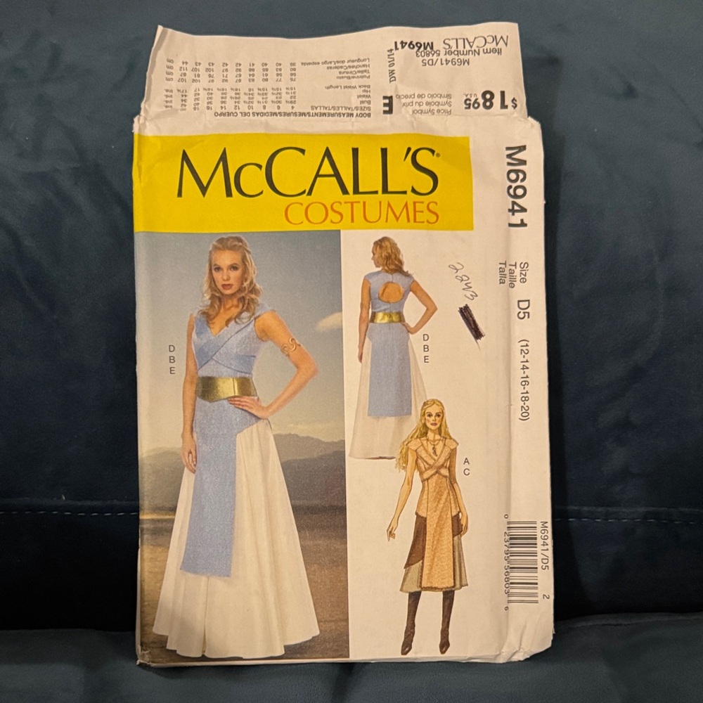 McCall's Costumes GOT Cosplay Sewing Pattern. UNCUT